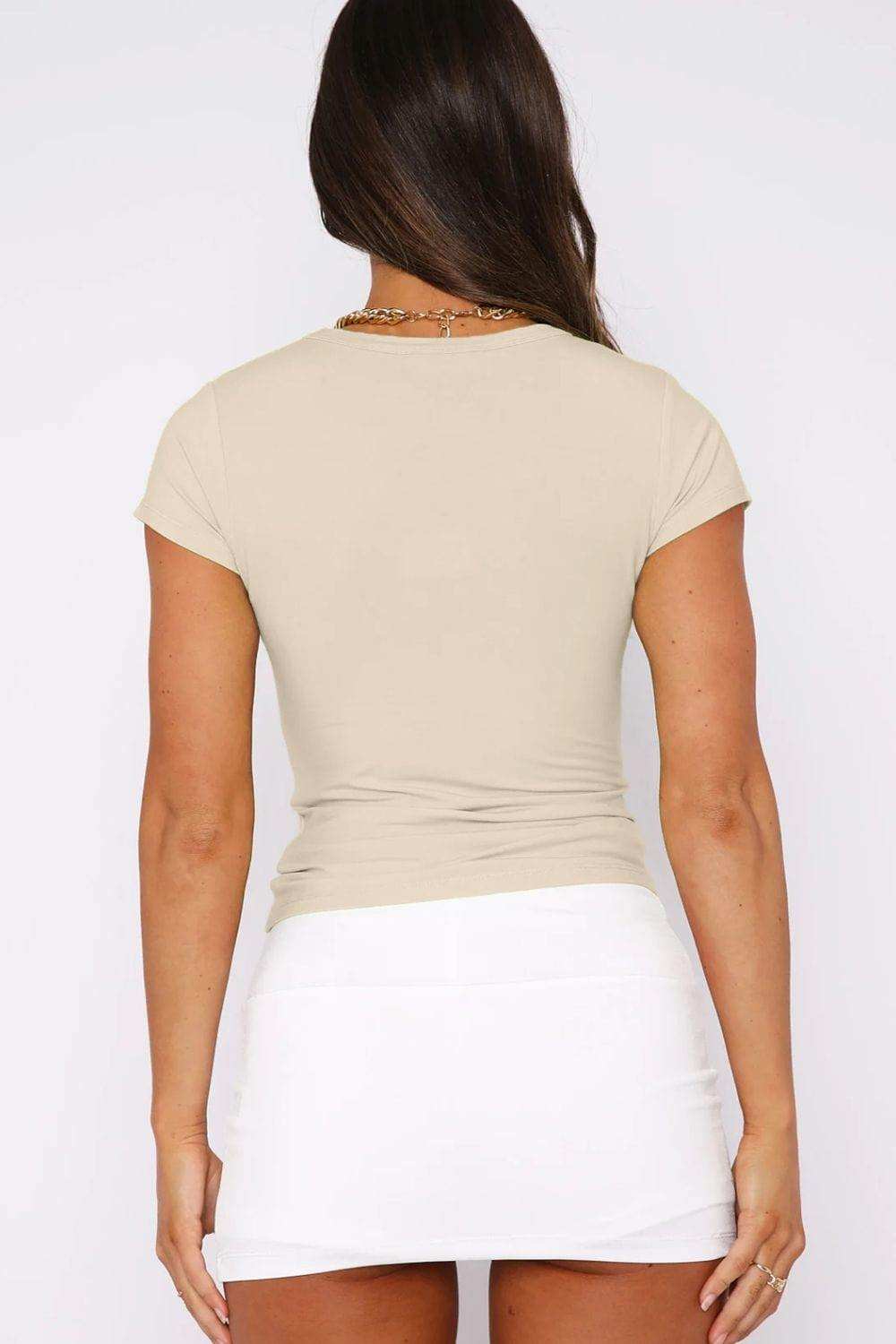 Crewneck Short Sleeve Tee - Trendsi - Flyclothing LLC