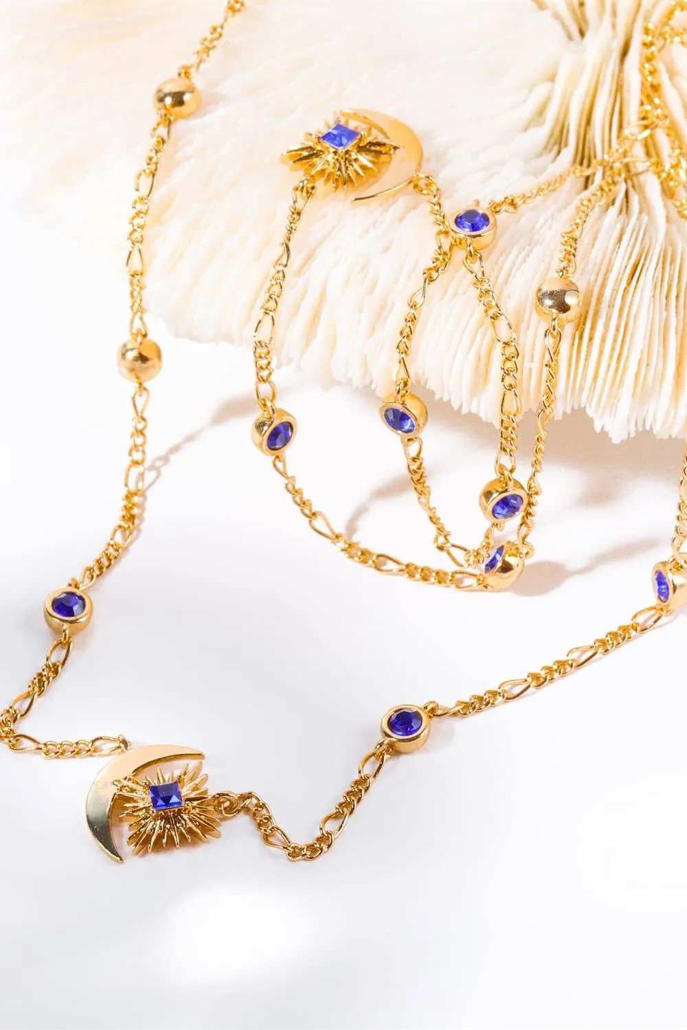 Moon & Star Shape Zircon Pendant Necklace - Trendsi - Flyclothing LLC