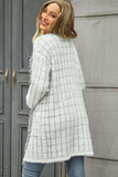 Plaid Fringe Trim Open Front Longline Cardigan - Trendsi - Flyclothing LLC