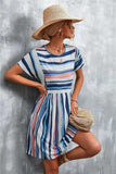 Striped Round Neck Dress - Trendsi - Flyclothing LLC