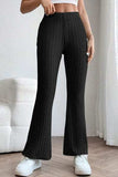 Basic Bae Full Size Ribbed High Waist Flare Pants - Trendsi - Flyclothing LLC