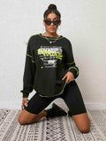 Graphic Round Neck Sweatshirt - Trendsi - Flyclothing LLC