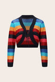 Openwork Color Block Tied Cardigan - Trendsi - Flyclothing LLC