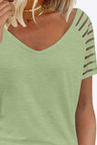 V-Neck Raglan Sleeve Tee - Trendsi - Flyclothing LLC