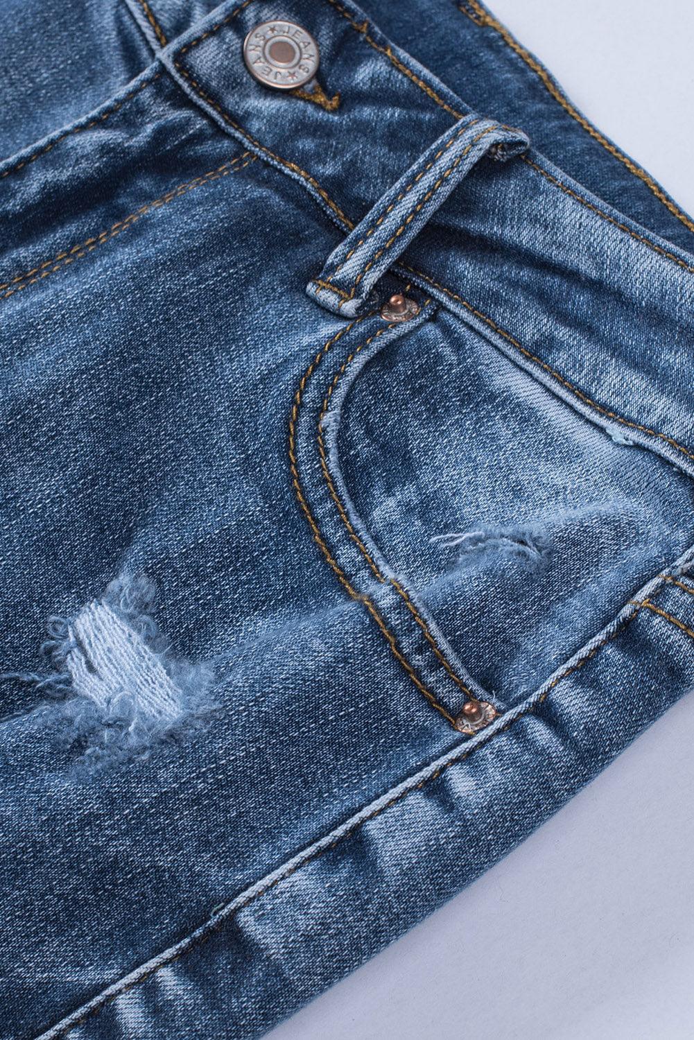 Distressed Frayed Hem Cropped Jeans - Flyclothing LLC