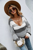 Color Block Scoop Neck Dropped Shoulder Sweater - Trendsi - Flyclothing LLC