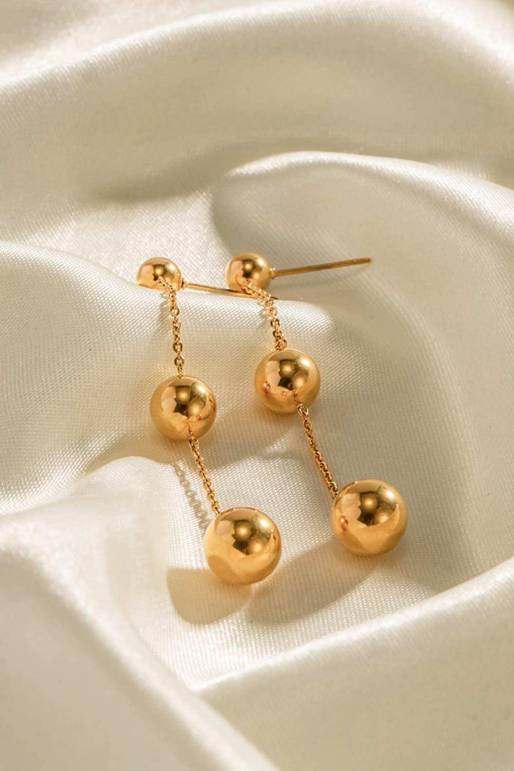 Ball Bead and Chain Stainless Steel Earrings - Trendsi - Flyclothing LLC