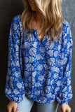 Floral Notched Neck Balloon Sleeve Blouse - Trendsi - Flyclothing LLC