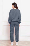 Round Neck Long Sleeve Sweatshirt and Pants Set - Trendsi - Flyclothing LLC