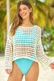 Openwork Boat Neck Long Sleeve Cover-Up - Trendsi - Flyclothing LLC