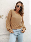 V-Neck Long Sleeve Sweater - Trendsi - Flyclothing LLC
