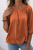 Gathered Detail Round Neck T-Shirt - Trendsi - Flyclothing LLC