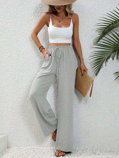 Wide Leg Drawstring Pants - Trendsi - Flyclothing LLC