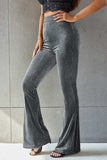 Ribbed High Waist Flare Pants - Trendsi - Flyclothing LLC