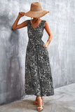 Printed V-Neck Tie Waist Maxi Dress - Trendsi - Flyclothing LLC