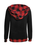 Plaid Long Sleeve Hooded Blouse - Trendsi - Flyclothing LLC
