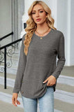 Decorative Button Round Neck T-Shirt - Trendsi - Flyclothing LLC