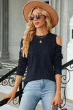 Round Neck Cold Shoulder T-Shirt - Trendsi - Flyclothing LLC