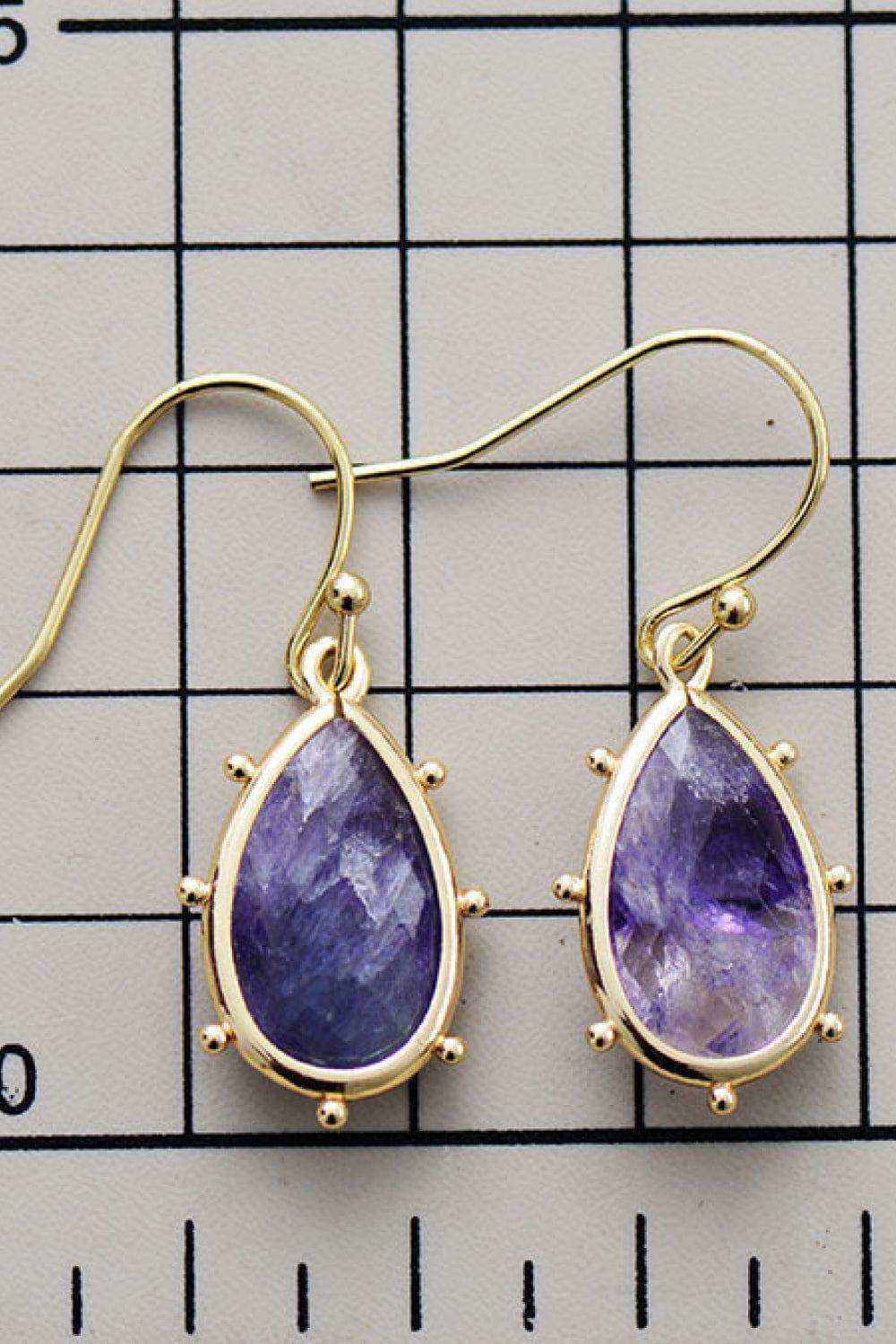 Natural Stone Teardrop Earrings - Trendsi - Flyclothing LLC