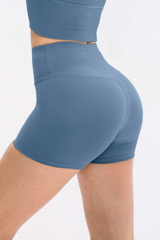 Slim Fit Wide Waistband Sports Shorts - Trendsi - Flyclothing LLC