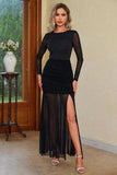 Semi-Sheer Slit Round Neck Dress - Trendsi - Flyclothing LLC