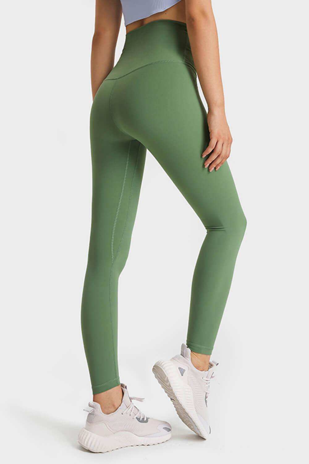 Feel Like Skin Elastic Waistband Yoga Leggings - Trendsi - Flyclothing LLC