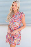 Floral Tie Neck Cap Sleeve Dress - Trendsi - Flyclothing LLC