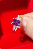 1 Carat Moissanite Platinum-Plated Rectangle Ring in Purple - Trendsi - Flyclothing LLC