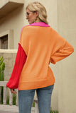 Color Block Round Neck Dropped Shoulder Sweater - Trendsi - Flyclothing LLC