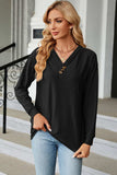 V-Neck Long Sleeve T-Shirt - Trendsi - Flyclothing LLC