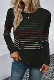 Striped Round Neck Long Sleeve T-Shirt - Trendsi - Flyclothing LLC