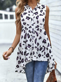 Leopard High-Low Sleeveless Shirt - Trendsi - Flyclothing LLC