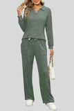Ribbed Long Sleeve Top and Pocketed Pants Set - Trendsi - Flyclothing LLC