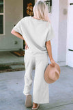 Short Sleeve Top and Pants Set - Trendsi - Flyclothing LLC