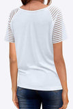 V-Neck Raglan Sleeve Tee - Trendsi - Flyclothing LLC