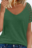 V-Neck Raglan Sleeve Tee - Trendsi - Flyclothing LLC