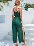 Tie Belt Spaghetti Strap Slit Jumpsuit - Trendsi - Flyclothing LLC