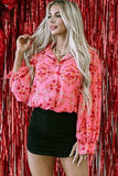 Ditsy Floral Collared Neck Shirt - Trendsi - Flyclothing LLC