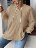 Textured Drawstring Kangaroo Pocket Hoodie - Trendsi - Flyclothing LLC
