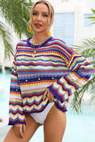 Multicolored Stripe Round Neck Cover-Up - Trendsi - Flyclothing LLC