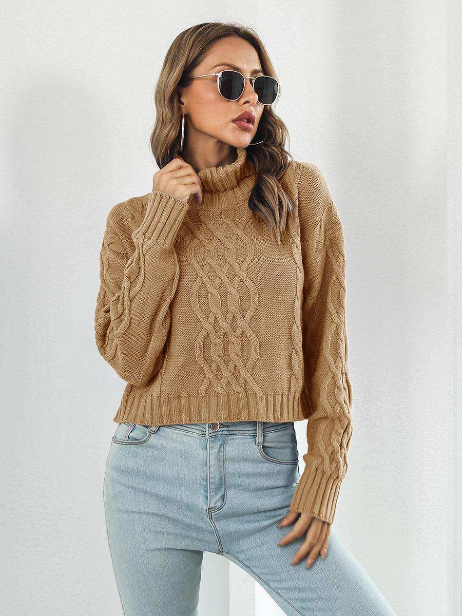 Turtleneck Dropped Shoulder Sweater - Trendsi - Flyclothing LLC
