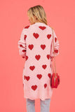 Heart Graphic Open Front Cardigan with Pockets - Trendsi - Flyclothing LLC