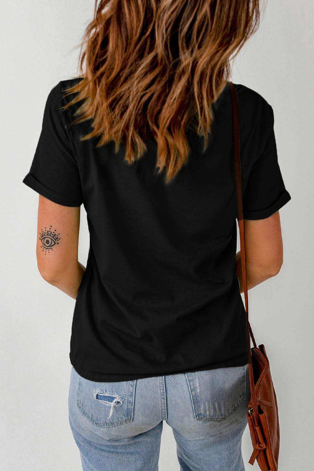 Slogan Graphic Short Sleeve T-Shirt - Trendsi - Flyclothing LLC