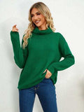 Slit Turtleneck Dropped Shoulder Sweater - Trendsi - Flyclothing LLC