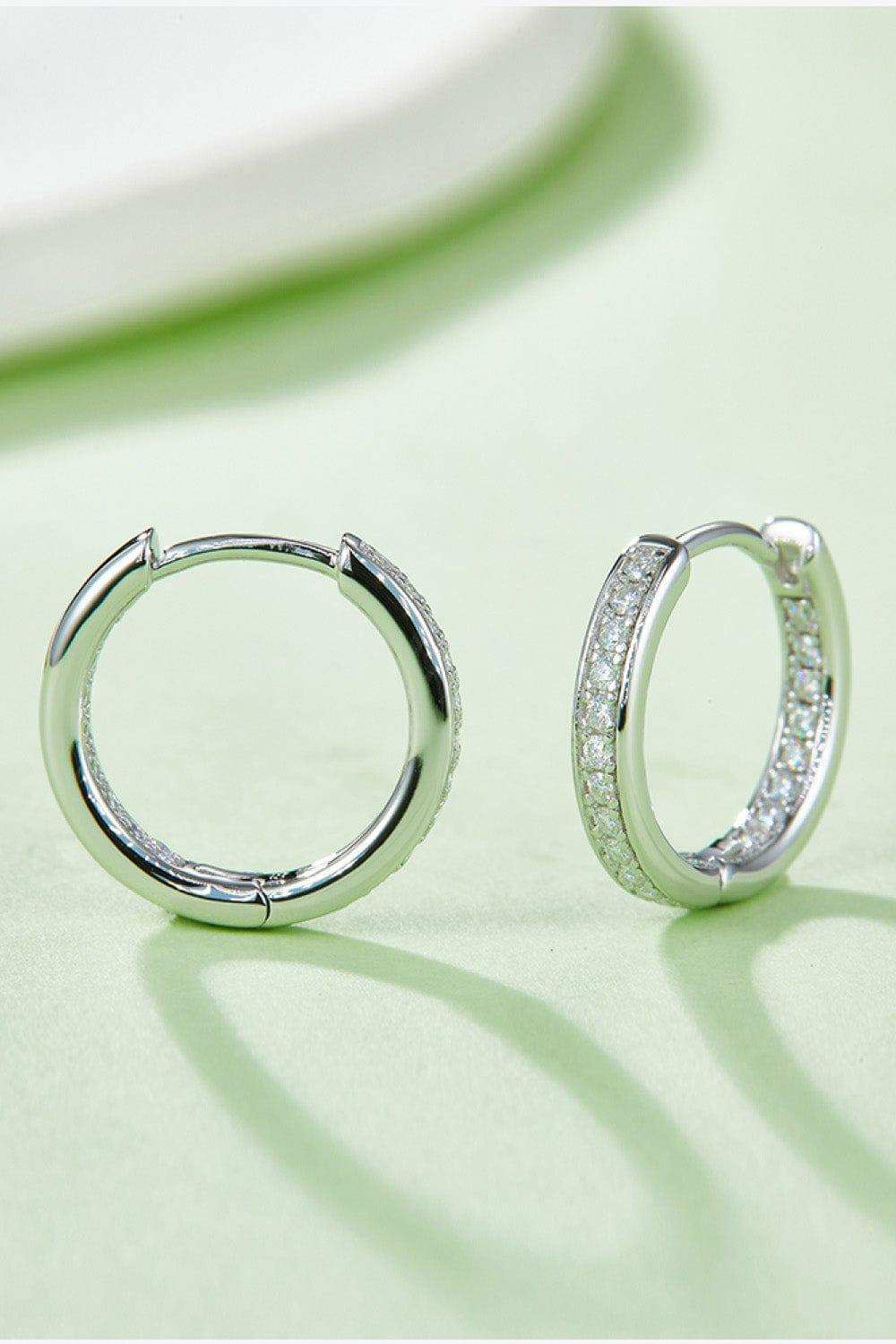 Moissanite 925 Sterling Silver Huggie Earrings - Trendsi - Flyclothing LLC