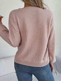 Cable-Knit Round Neck Long Sleeve Sweater - Trendsi - Flyclothing LLC
