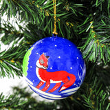 Handpainted Fox & Bird Ornaments, Set of 2 - Asha Handicrafts - Flyclothing LLC