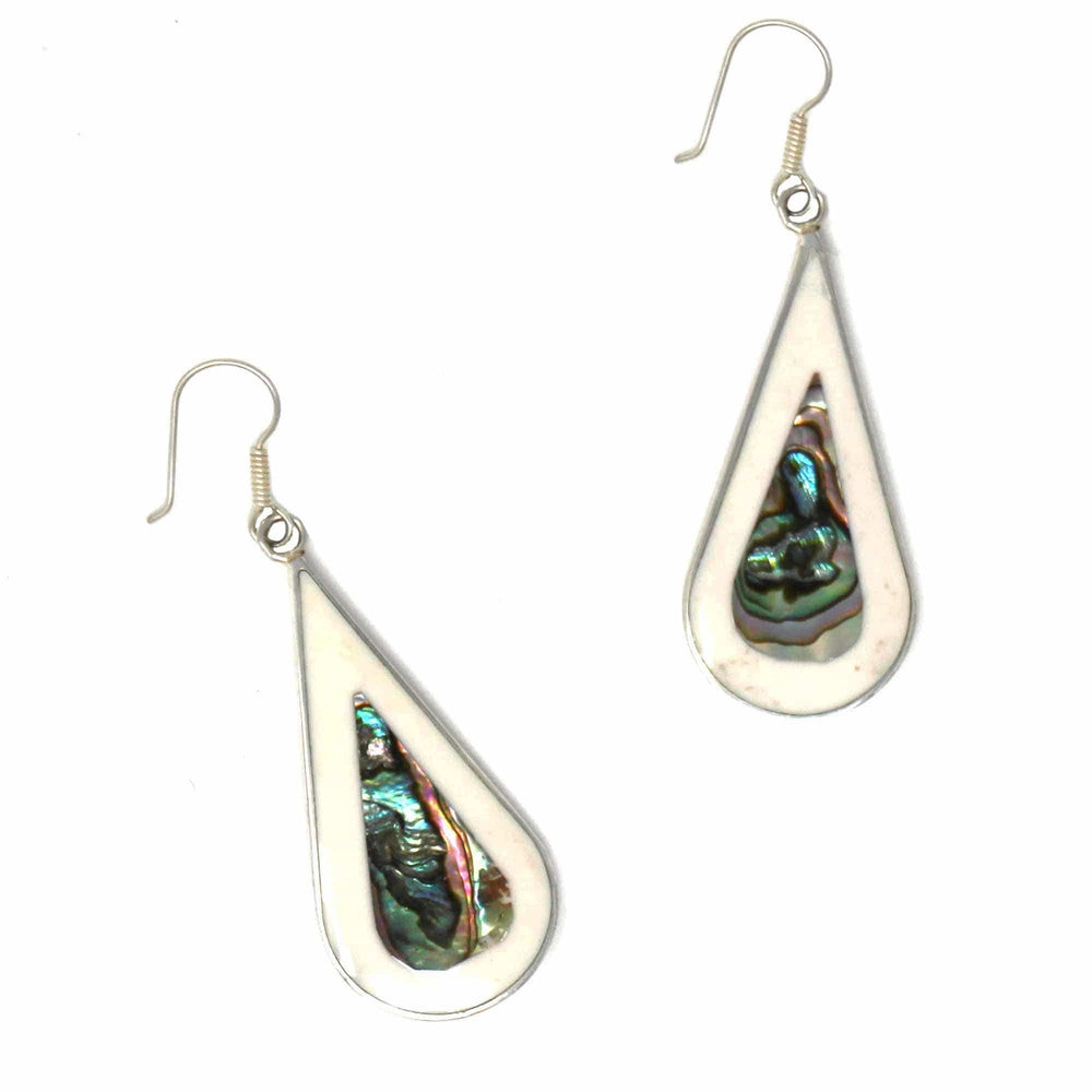 Teardrop Abalone and Mother of Pearl Drop Earrings - Artisana - Flyclothing LLC