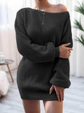 Rib-Knit Mini Sweater Dress - Trendsi - Flyclothing LLC