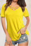 Crisscross Short Sleeve T-Shirt - Trendsi - Flyclothing LLC